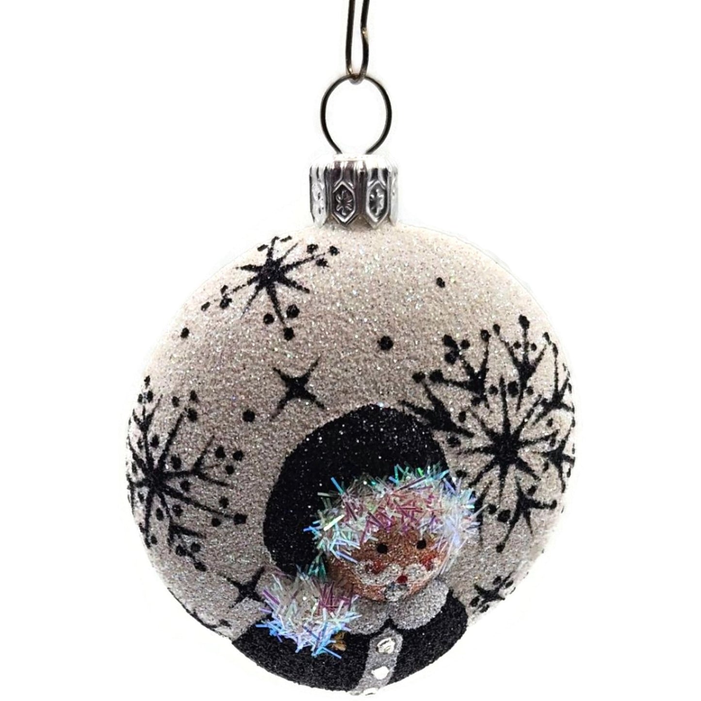 Patricia Breen Nicholas Medallion Black White Snowflakes Christmas Tree Ornament