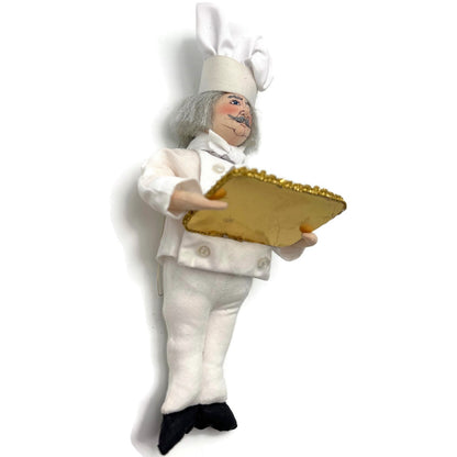 Gladys Boalt Happy Birthday Chef White Fabric Christmas Tree Ornament Signed