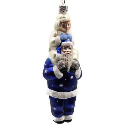 Patricia Breen Carry Me Santa Claus Cobalt Pearl Snowflakes Christmas Ornament