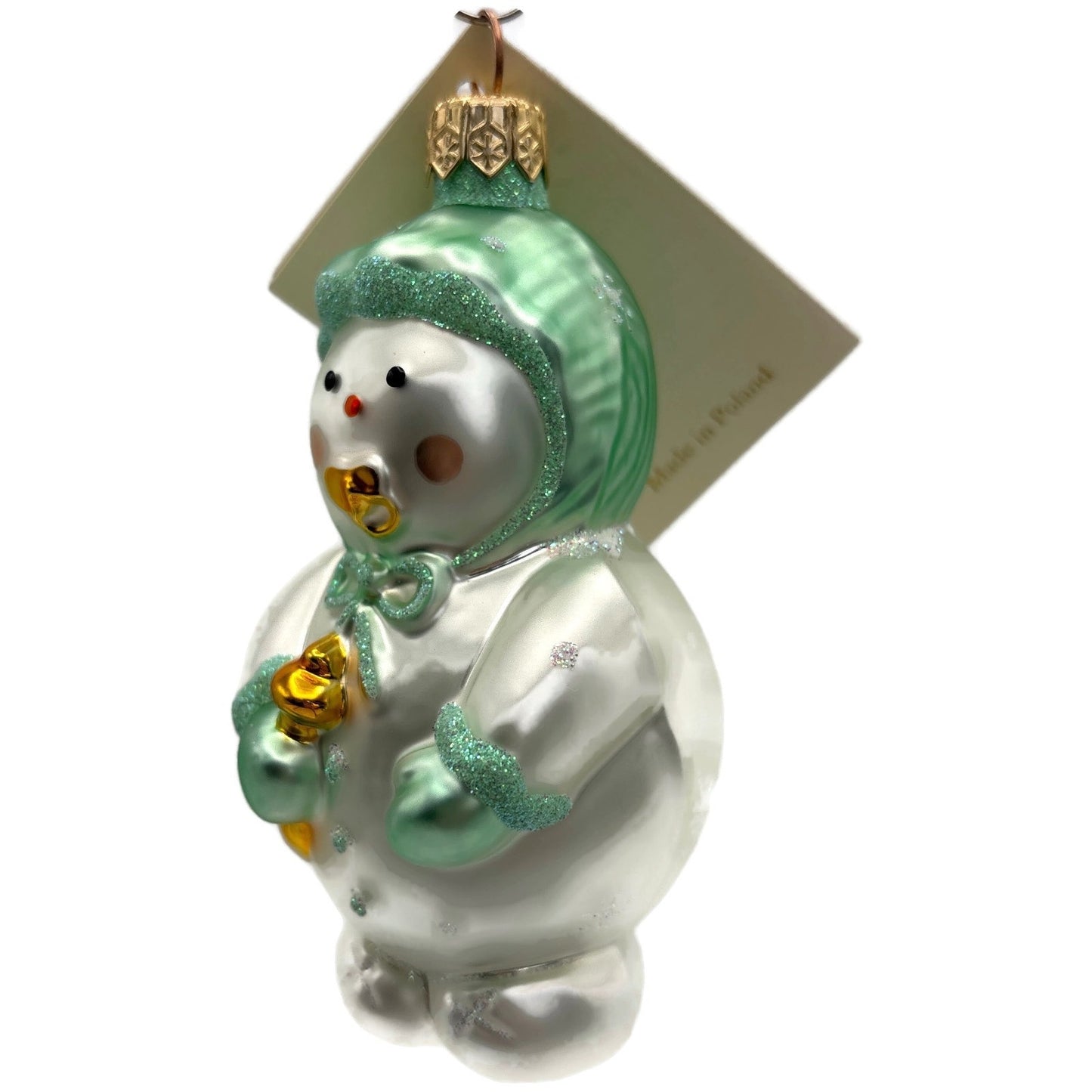 Patricia Breen Snowbaby Green Snowflakes Snowman White Christmas Tree Ornament