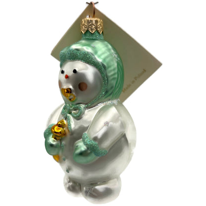 Patricia Breen Snowbaby Green Snowflakes Snowman White Christmas Tree Ornament
