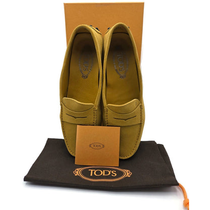 Tods Gommino Suede Driving Moccasins Loafers Gold Shoes Womens Size 39.5
