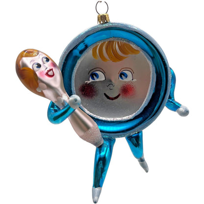 Christopher Radko On The Run Blue Spoon Dish Christmas Ornament Singed 94-247-0