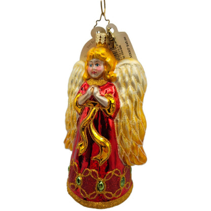 Christopher Radko Holiday Herald Angel Ornament 1015108 Red Gold Wings Christmas