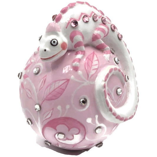 Patricia Breen Miniature Chameleon Sculpture Chinoiserie Pink Ornament CATZ Rare