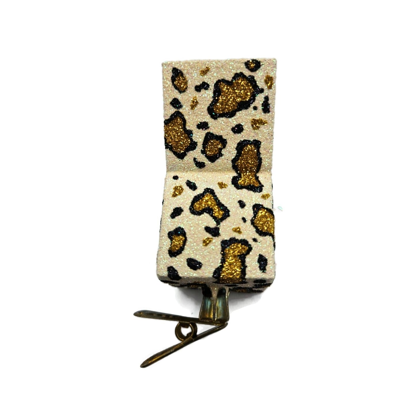 Patricia Breen Jolly Surprise Santa Head Leopard Animal Clip Christmas Ornament