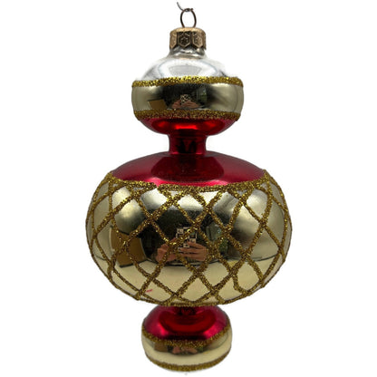Christopher Radko Jumbo Spintops Red Gold Christmas Tree Ornament 93-302-0
