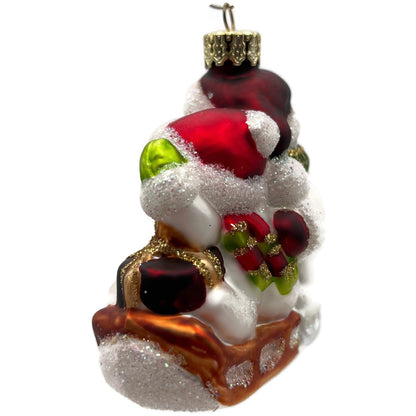 Sikora Weihnachtswelt Snowman Family With Sleigh Glass Christmas Tree Ornament