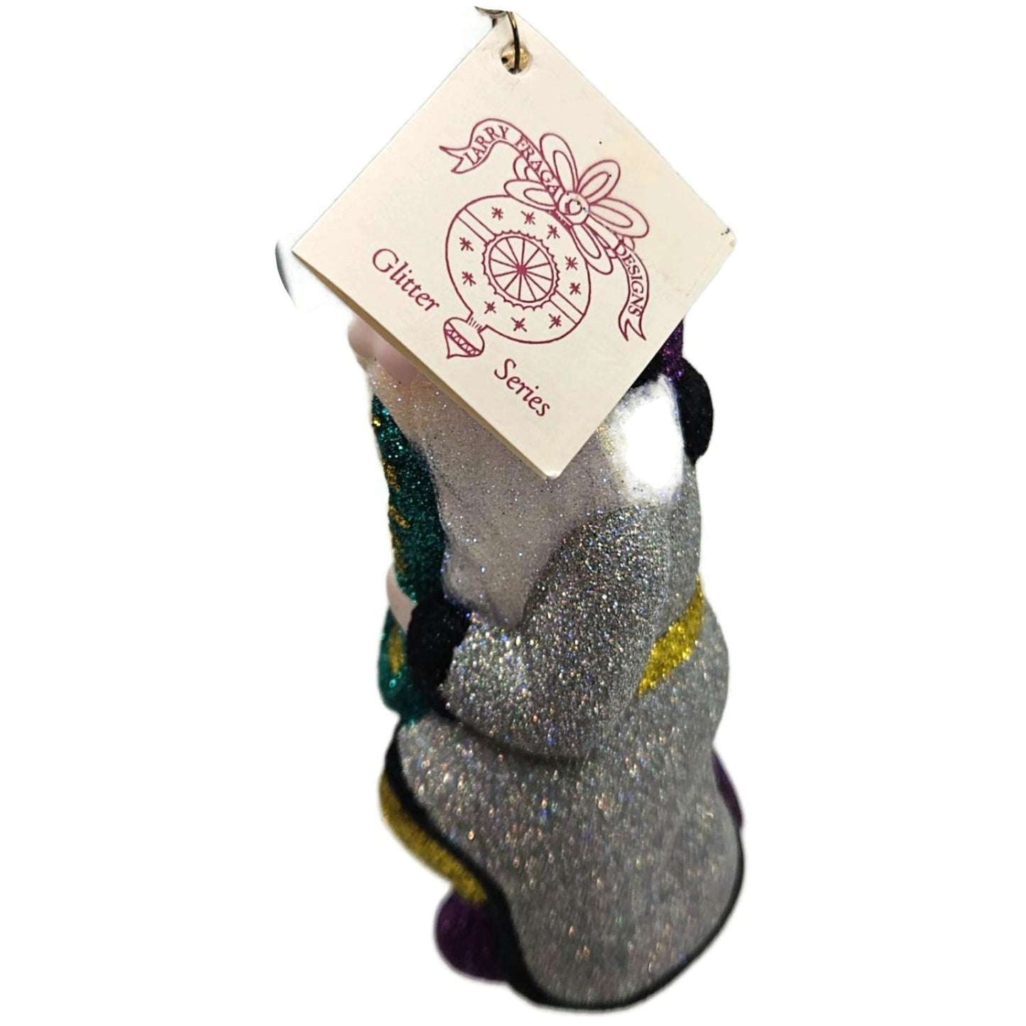 Larry Fraga Jazzy Santa Saxophone Glitter Series Signed Glass Christmas Ornament