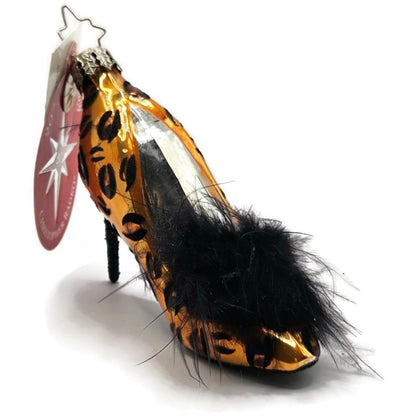 Christopher Radko Viva La Mode High Heel Shoe Leopard Print Ornament 1012039