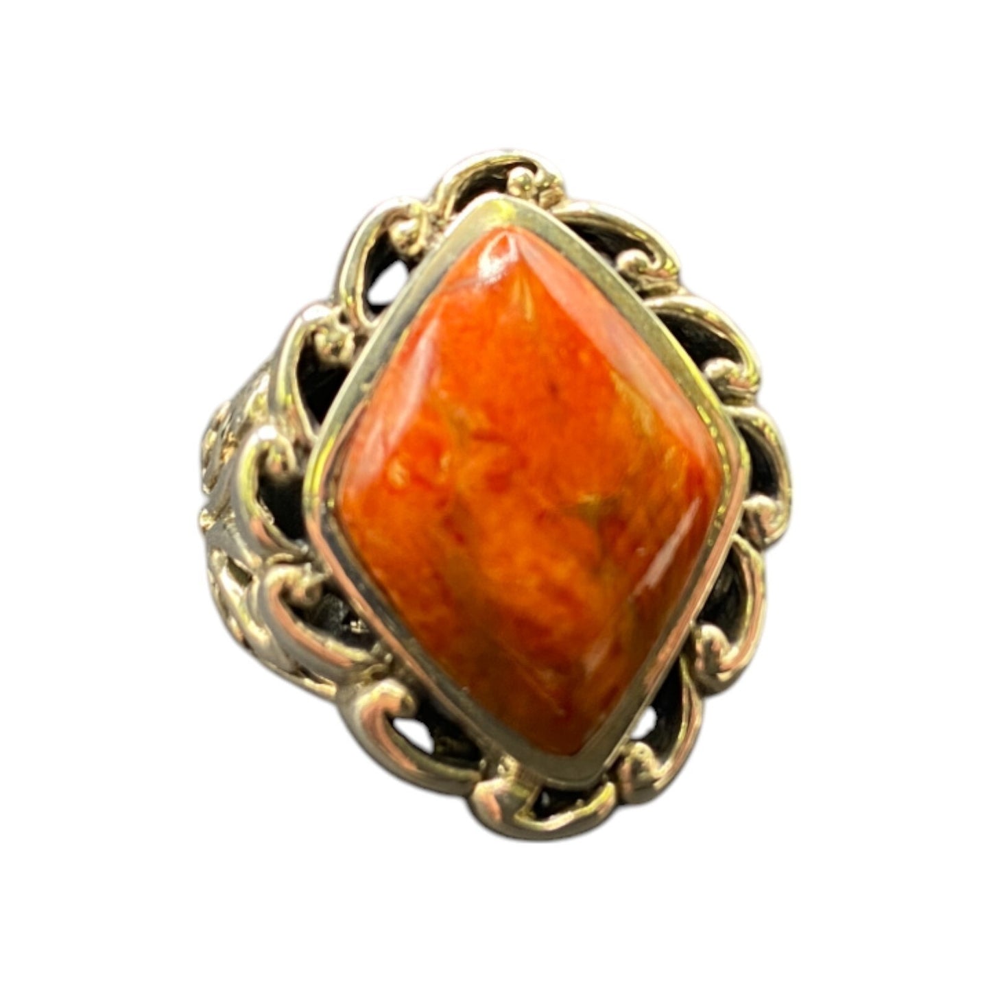 Orange Jasper Ring Gemstone 925 Sterling Silver Cocktail NK Thailand Size 8