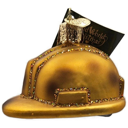 Construction Helmet Ornament Gold Safety Hat OWC Old World Christmas Tree Decor