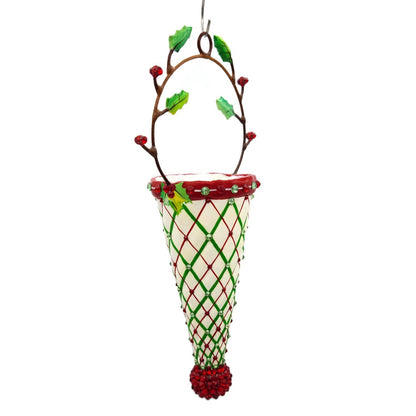 Patricia Breen Winter Cornucopia Holly Plaid Red Christmas Holiday Ornament