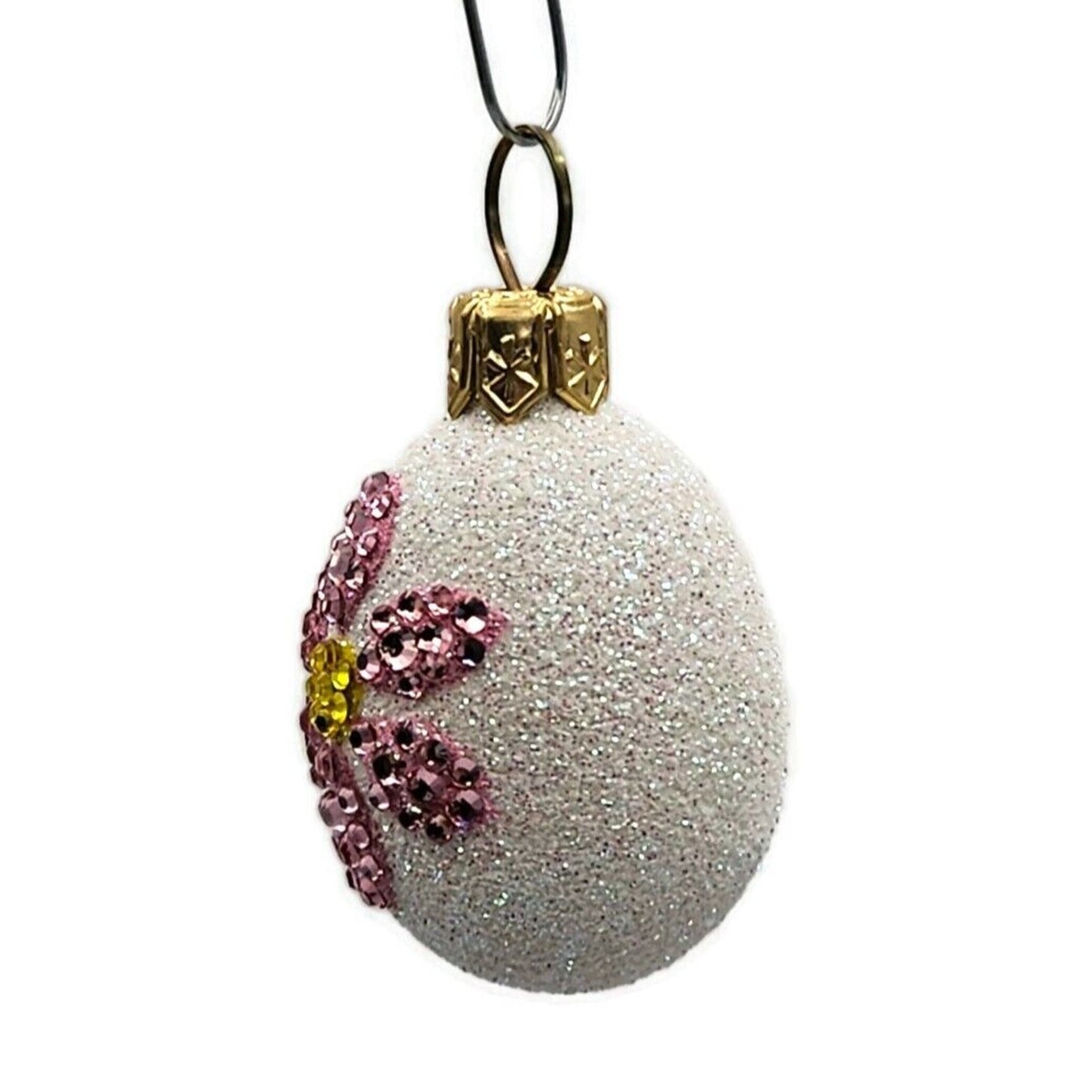 Patricia Breen Miniature Egg Jeweled Daisy Pink Easter Holiday Tree Ornament