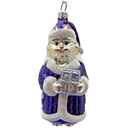 Patricia Breen Kitty Claus Purple Stripes Cat Christmas Tree Ornament CATZ