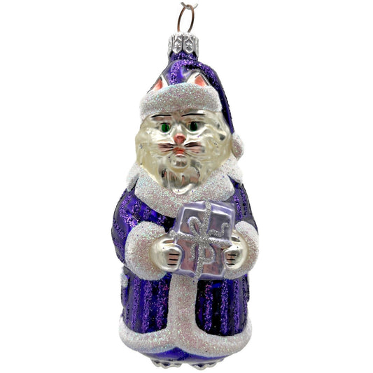 Patricia Breen Kitty Claus Purple Stripes Cat Christmas Tree Ornament CATZ