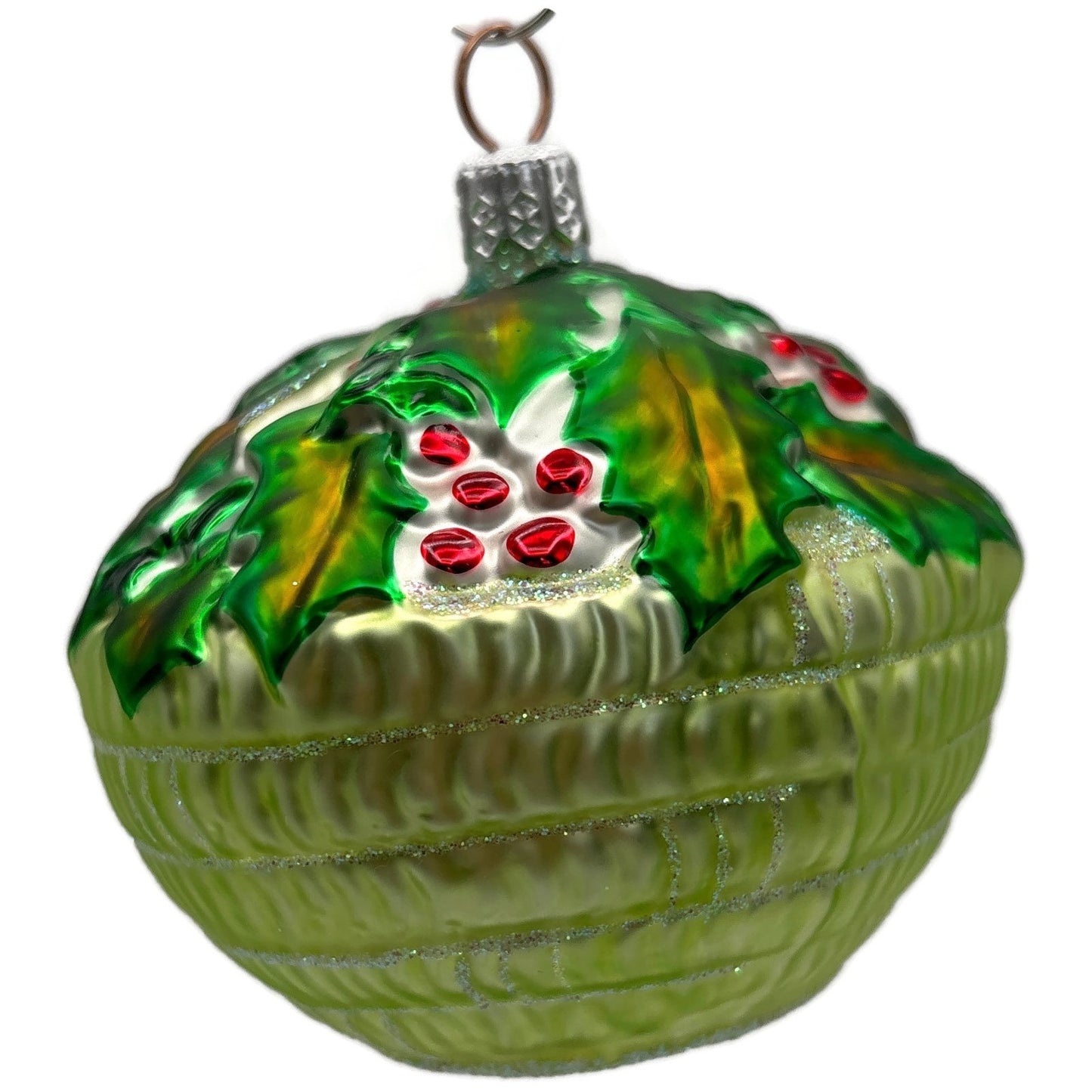 Patricia Breen Holly Basket Green Light Red Christmas Tree Ornament