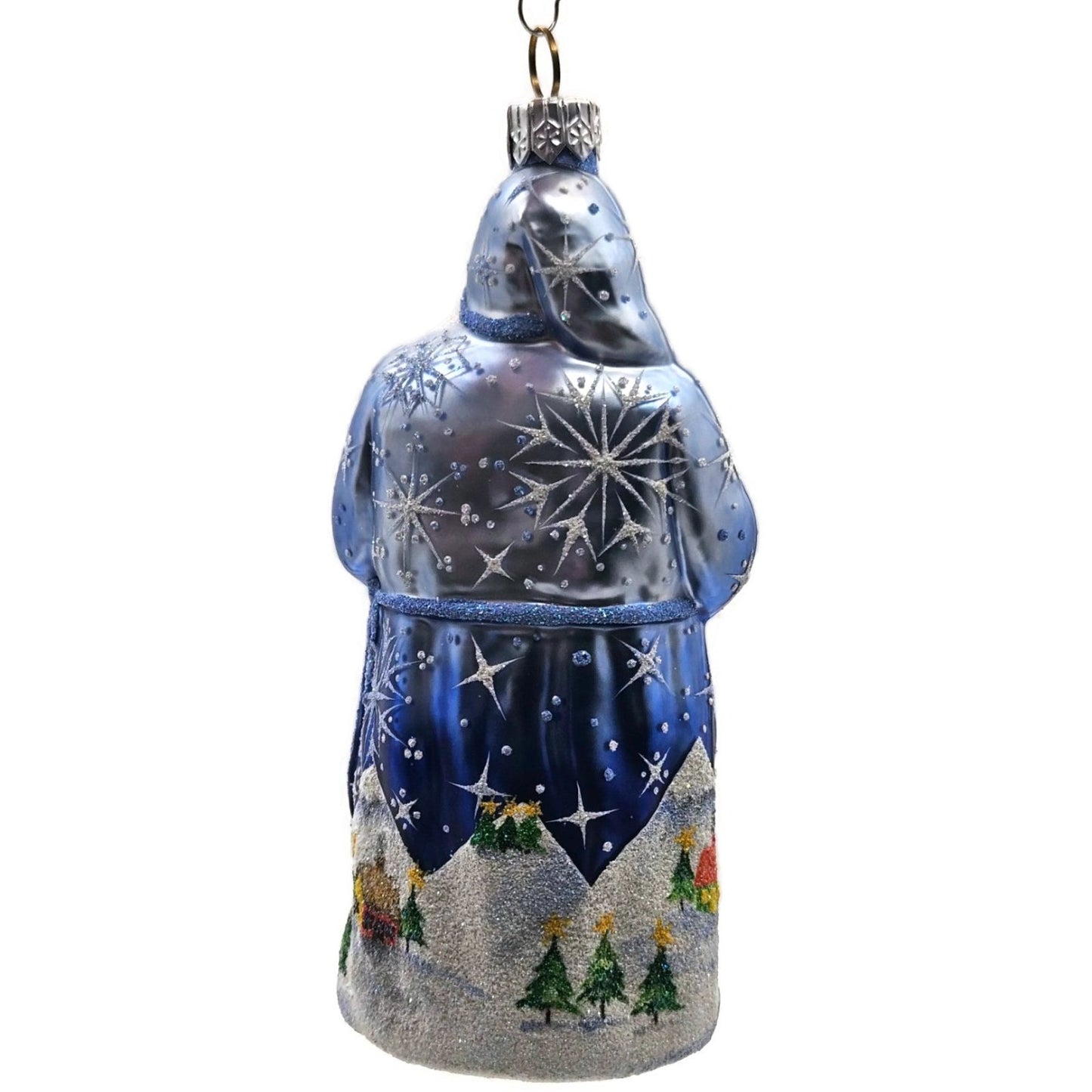 Patricia Breen Light a Single Candle Blue Santa Village Christmas Tree Ornament