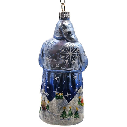 Patricia Breen Light a Single Candle Blue Santa Village Christmas Tree Ornament