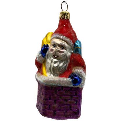 Christopher Radko Chimney Santa Claus Glass Christmas Tree Ornament 91-012-0