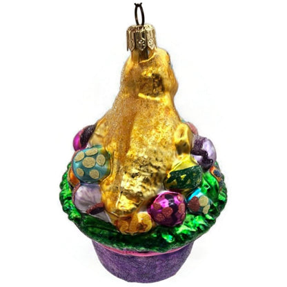 Christopher Radko Spring Derby Chick in a Hat Basket Easter Ornament 982900