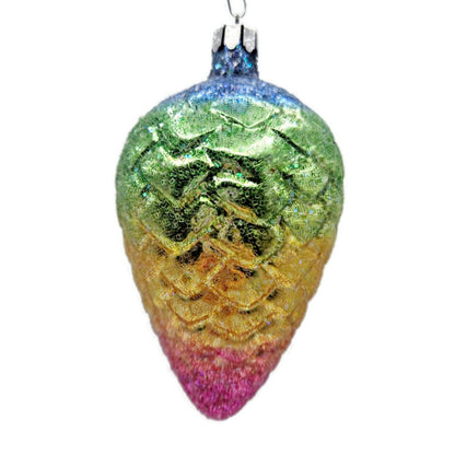 Christopher Radko Rainbow Pine Cone Glass Christmas Tree Ornament 91-105-0