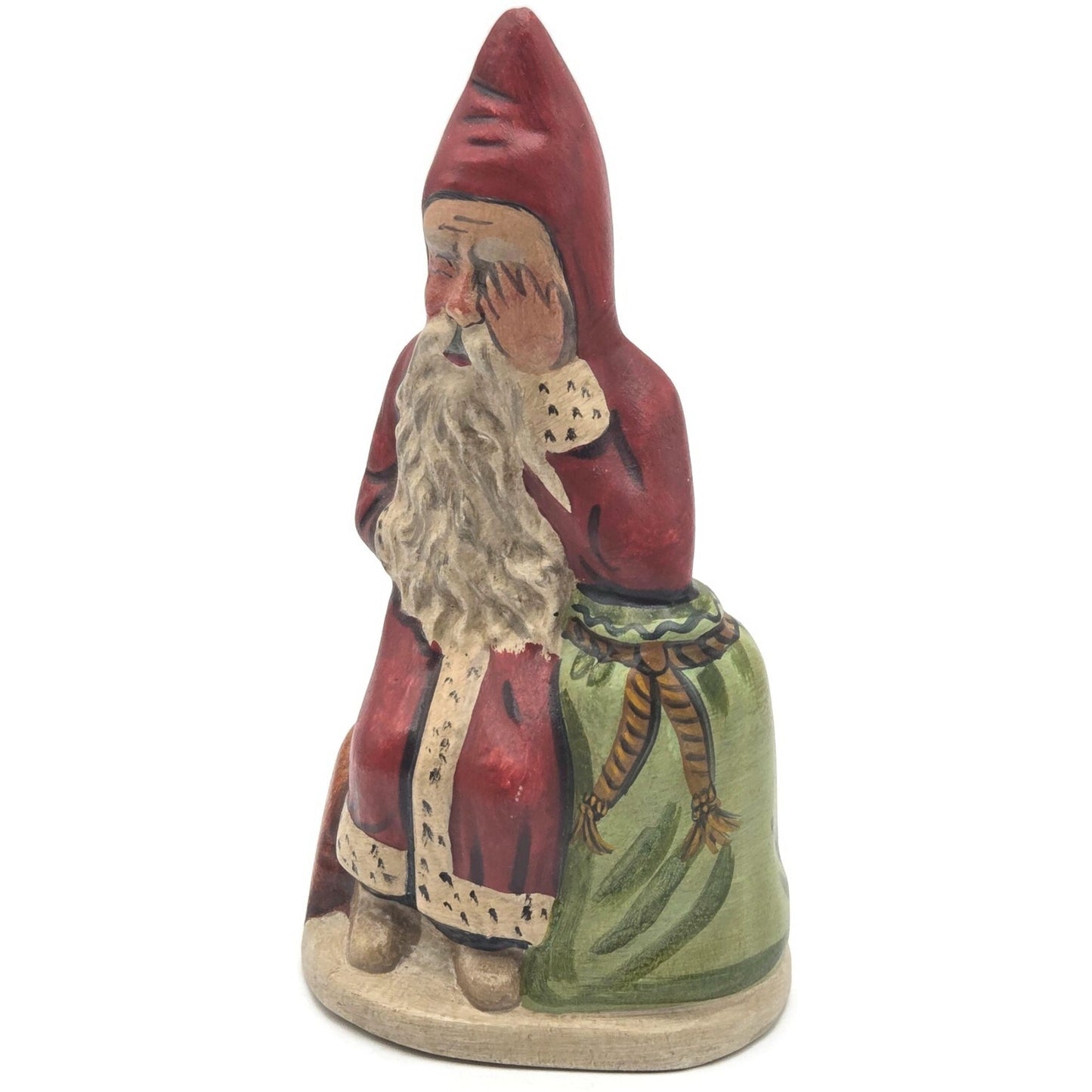 VaillancourtThe OY VEY Father Christmas on a Log Folk Art Christmas Figurine