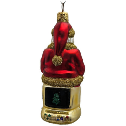 Patricia Breen Cyberspace Santa Red Gold Silver Mouse Christmas Tree Ornament