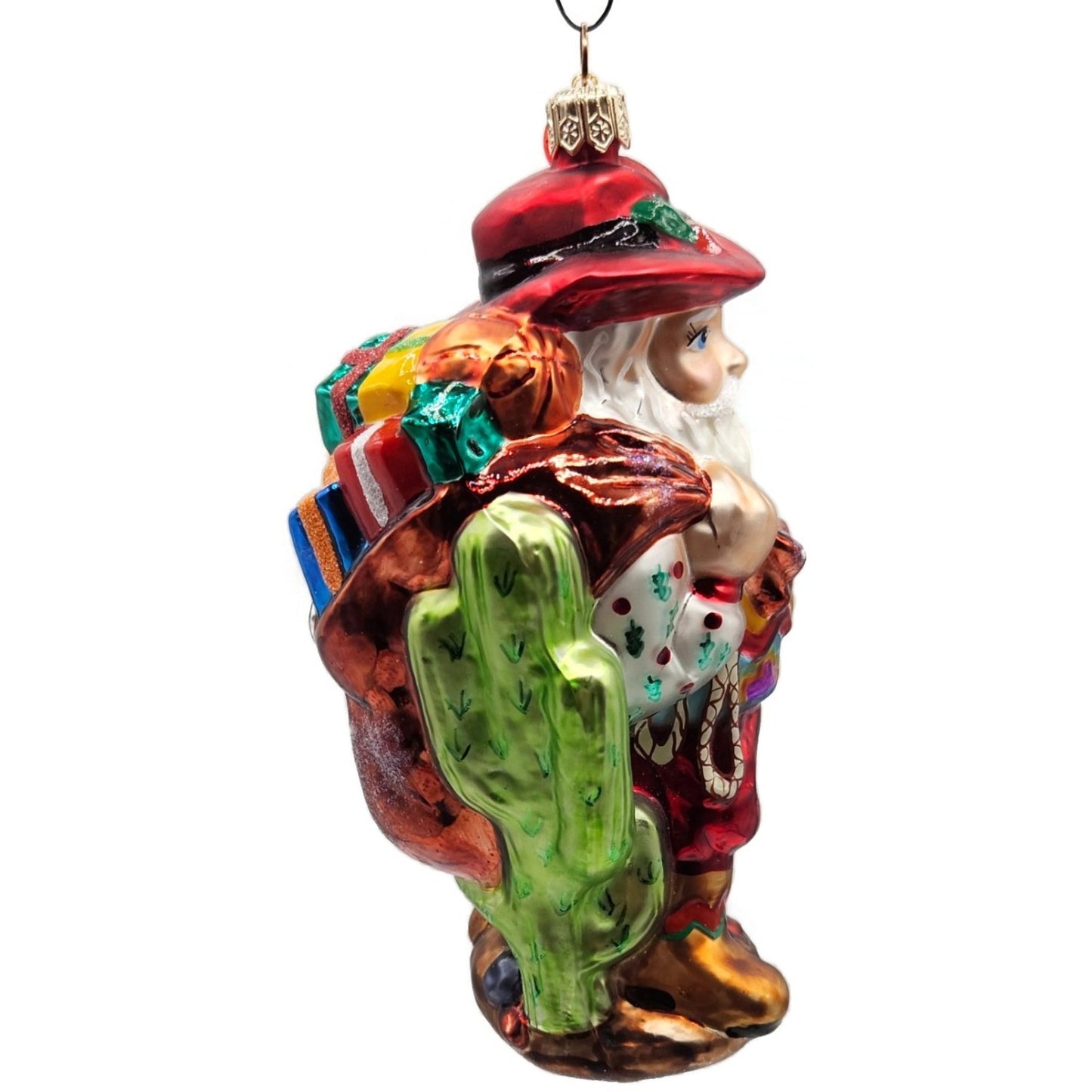 Christopher Radko Cow Boy Santa Claus Cactus Gifts Christmas Ornament 00-QVC-2