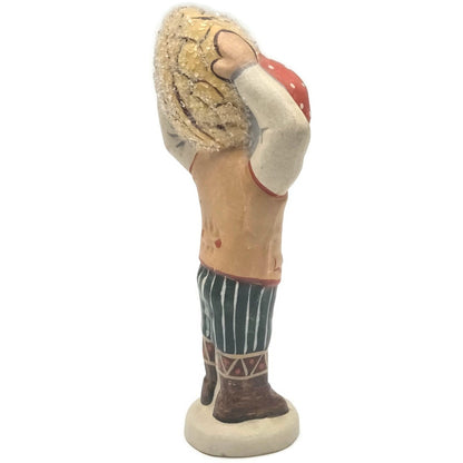 Vaillancourt Gnome Carrying Walnut Chalkware Folk Art Christmas Figurine 2006