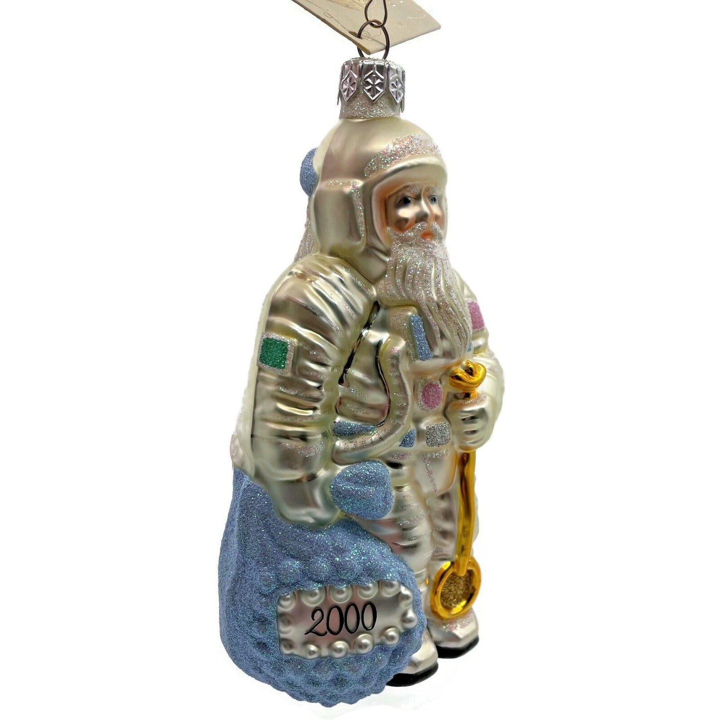 Patricia Breen Millennium Santa Claus Pearl Blue Two Sided Christmas Ornament