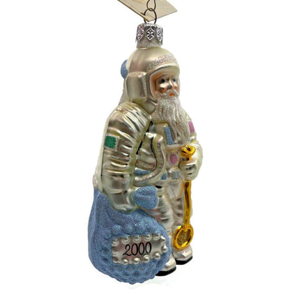 Patricia Breen Millennium Santa Claus Pearl Blue Two Sided Christmas Ornament