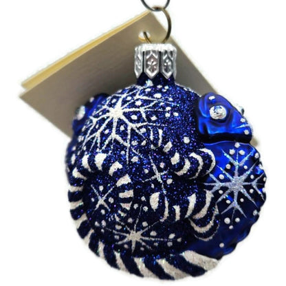 Patricia Breen For James Twice Snowflakes Cobalt Blue Chameleon Ornament 2581