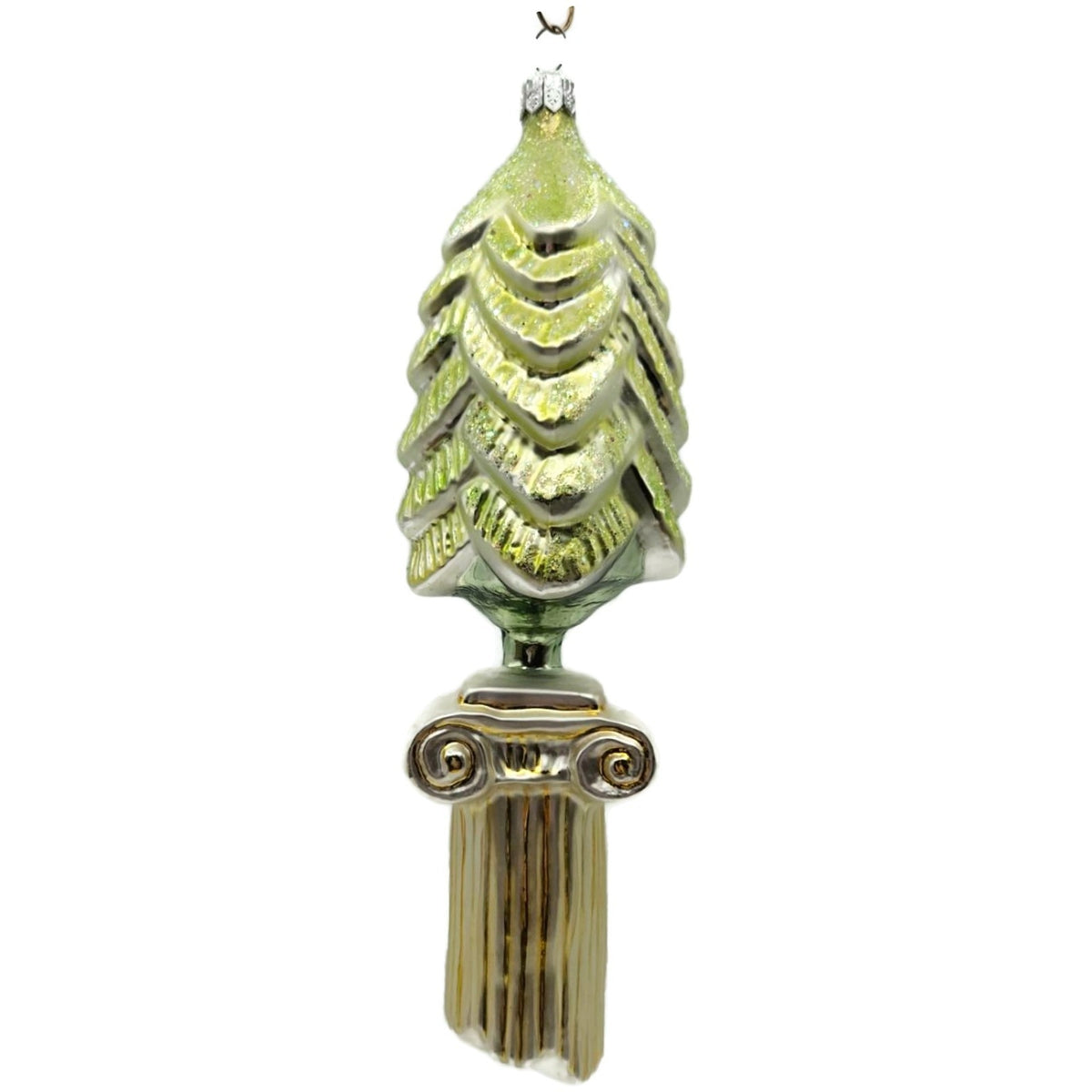 Christopher Radko Classic Christmas Column With Tree Green Ornament 93-408-0