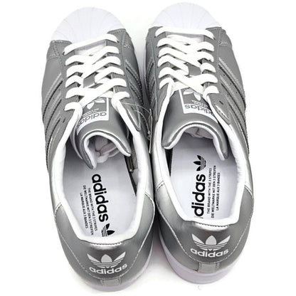Adidas Superstar Silver Metallic Leather Shoes Ladies Size 9 Shell Toe FY1155