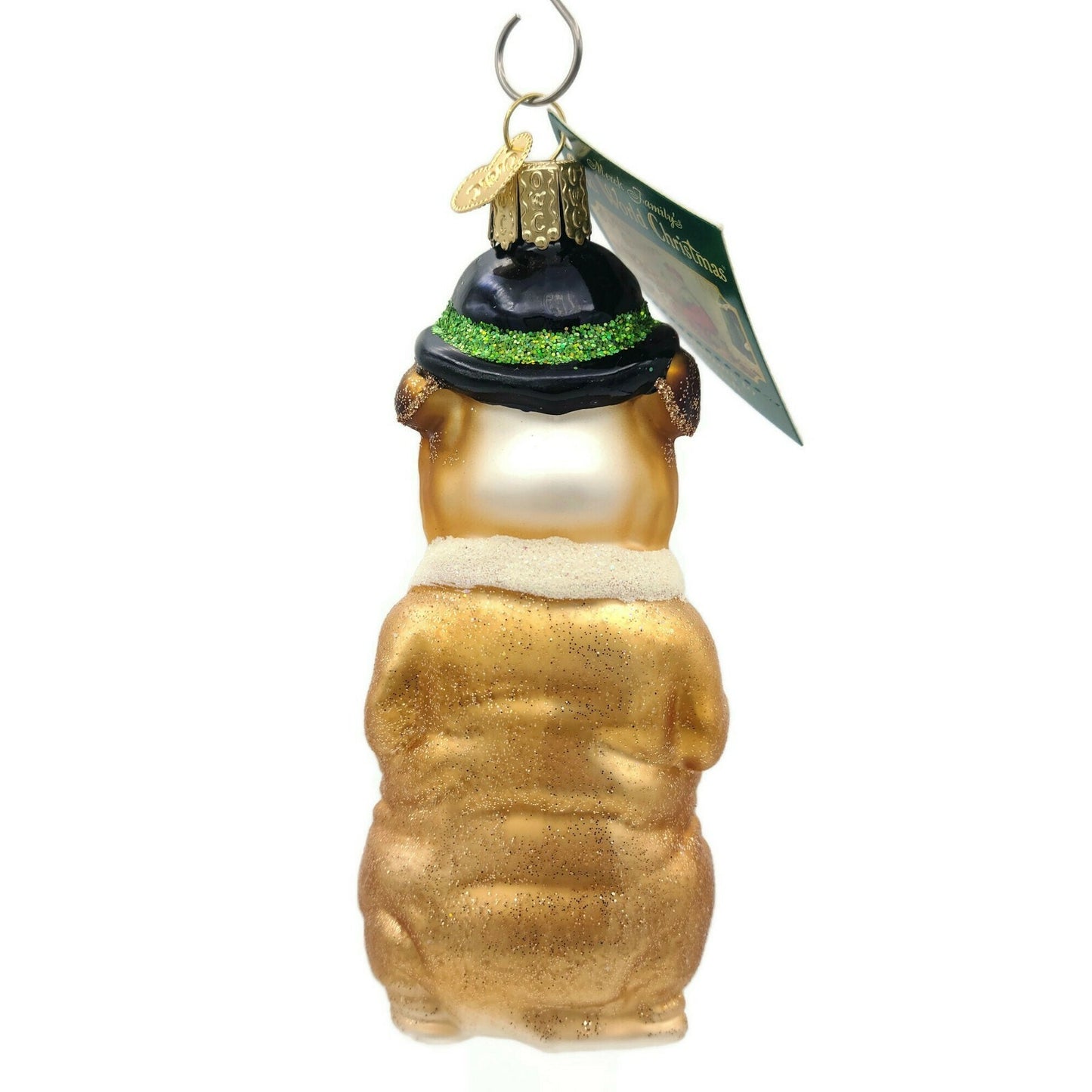 Old World Christmas Mr. Business Bulldog Pet Hat Christmas Tree Ornament OWC