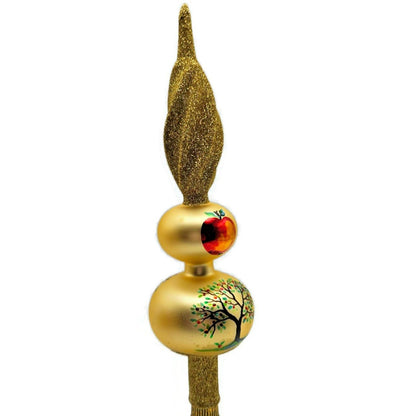 Patricia Breen Orchard Finial Glittered Leaves Apple Christmas Tree Topper 9794