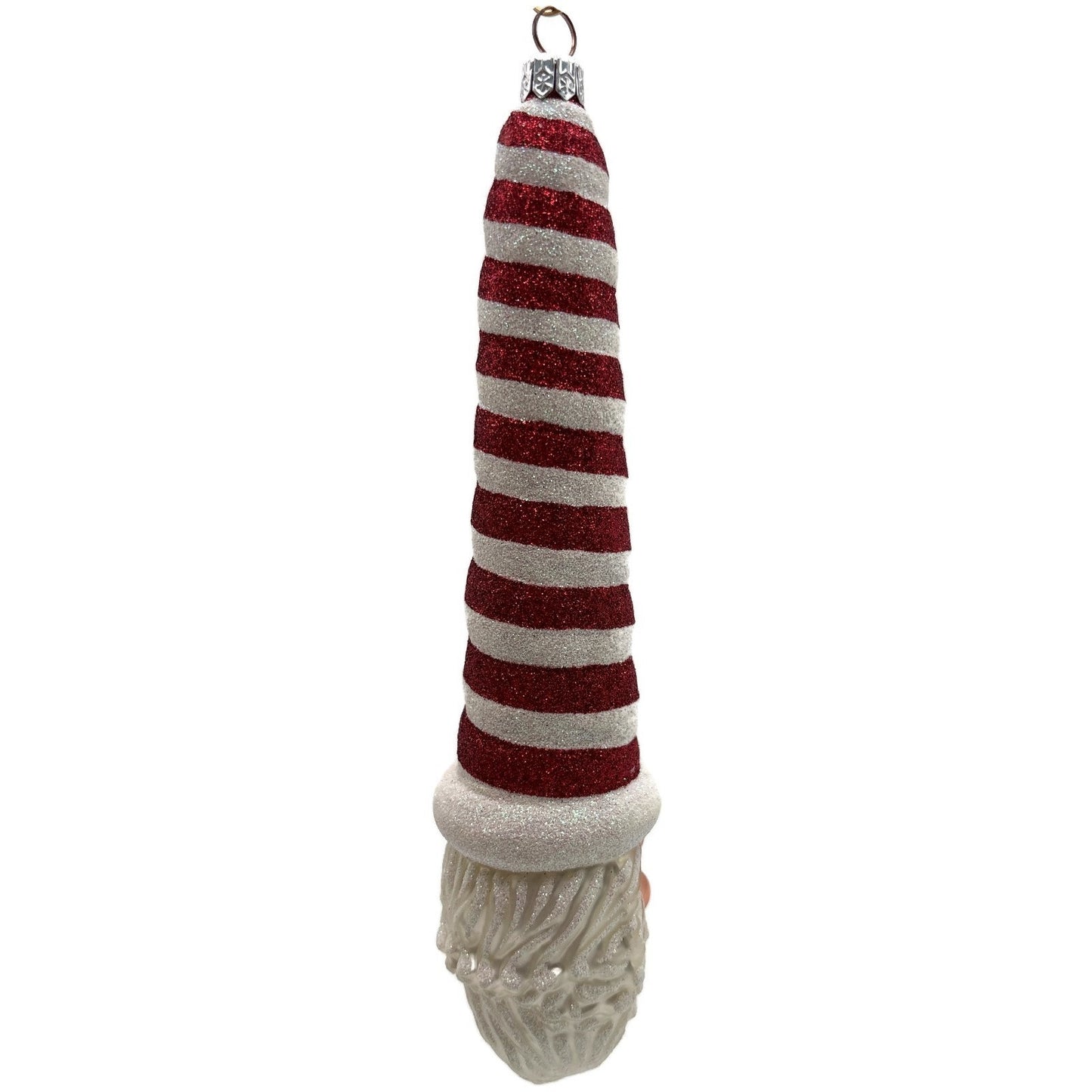 Patricia Breen Sucre Santa Claus Red White Peppermint Striped Christmas Ornament