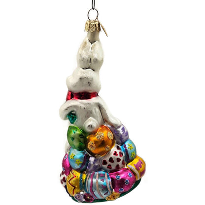 Christopher Radko Egg Hop Easter Bunny Egg Holiday Glass Ornament 004960