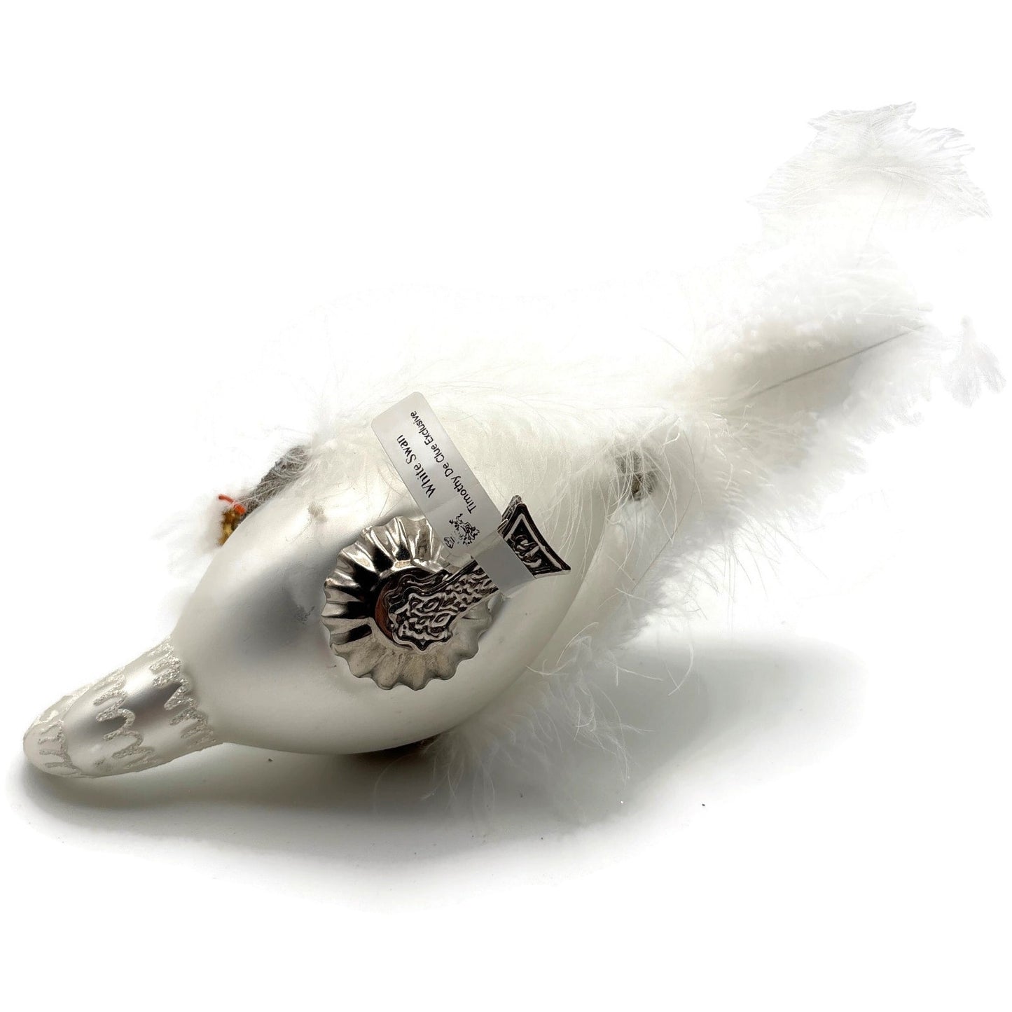 White Swan Glass Clip On Christmas Tree Ornament Timothy De Clue Exclusive