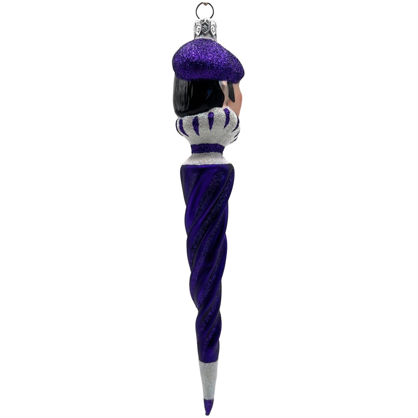 Patricia Breen French Twist Purple Glittered Stripes Monocle Christmas Ornament