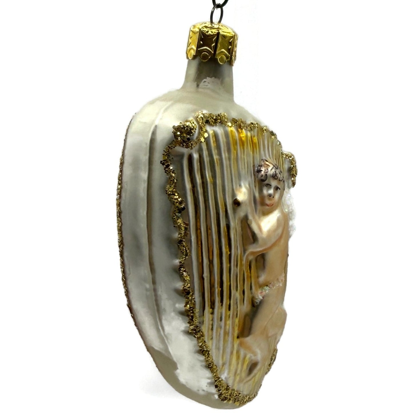 Christopher Radko Angel On Harp Gold Glass Christmas Tree Ornament 90-046-0