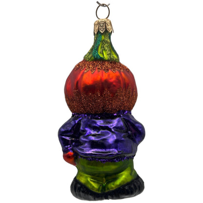 Slavic Treasures Moonlight Goblin Orange Pumpkin Halloween Ornament 00-268-A