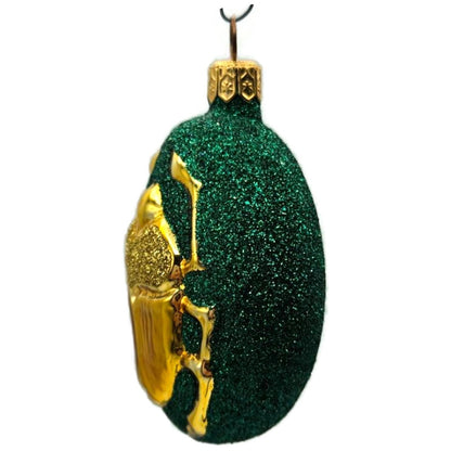 Patricia Breen Cleopatras Scarab Green Gold Beetle Glass Christmas Ornament 9709