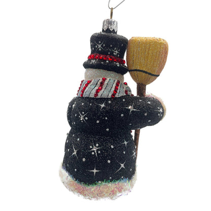 Patricia Breen Classical Snowman Black Striped Snowflakes Christmas Ornament