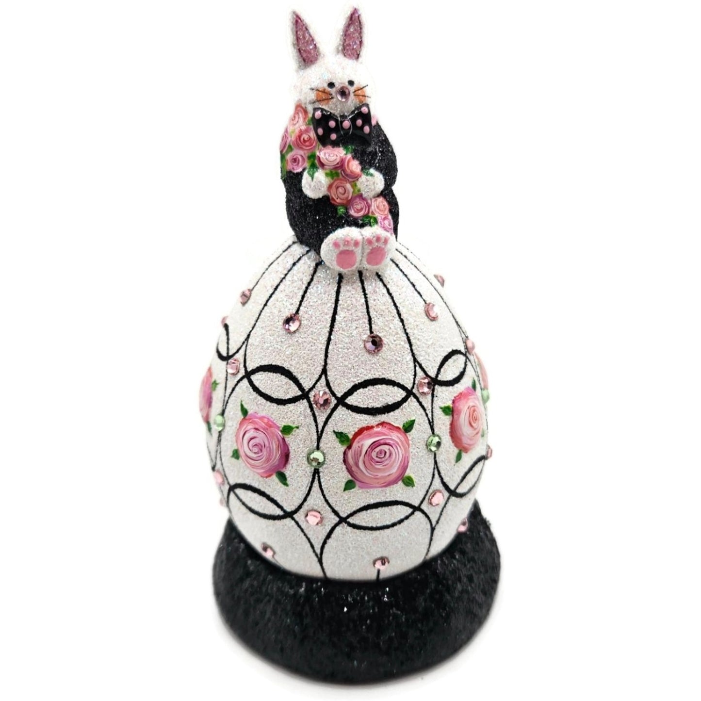 Patricia Breen A Most Elegant Bunny Cachette Black Floral Easter Holiday Signed