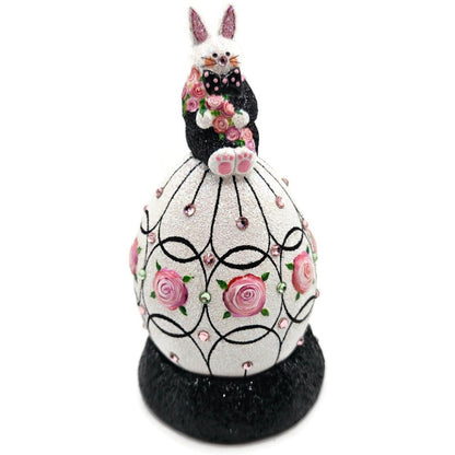 Patricia Breen A Most Elegant Bunny Cachette Black Floral Easter Holiday Signed