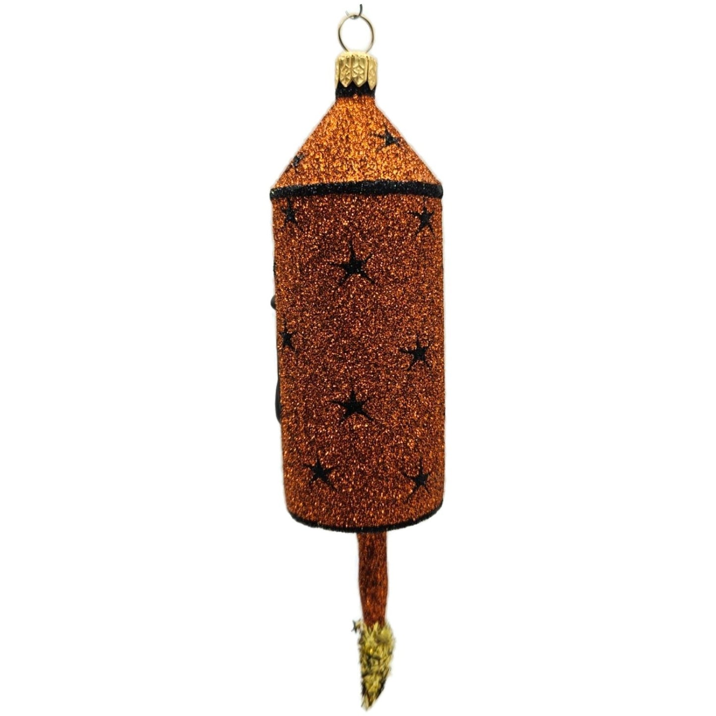 Patricia Breen Halloween Blastoff Orange Stars Black Cat Christmas Ornament 2228