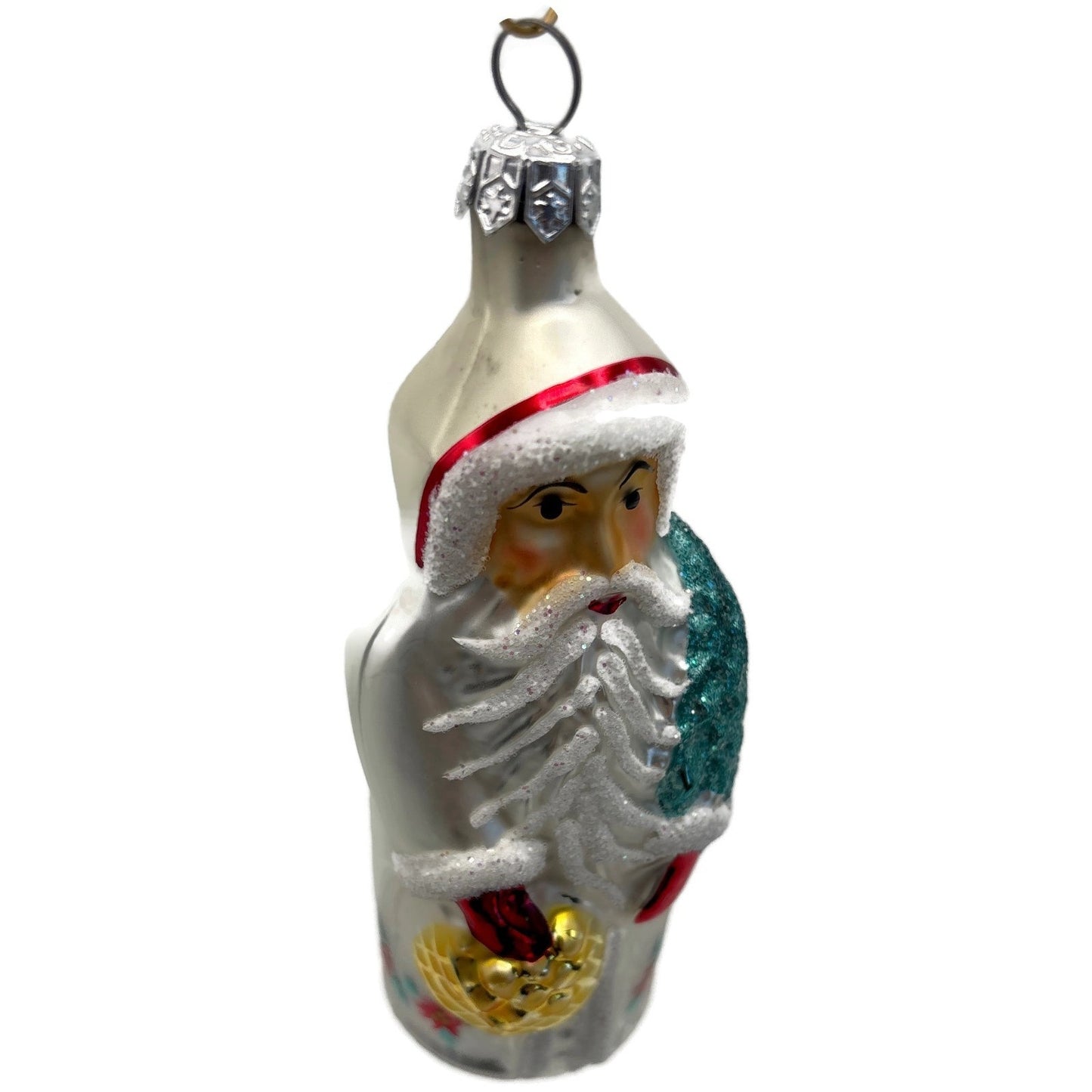 Christopher Radko Poinsettia Santa Russian Christmas Ornament Signed 91-038-1