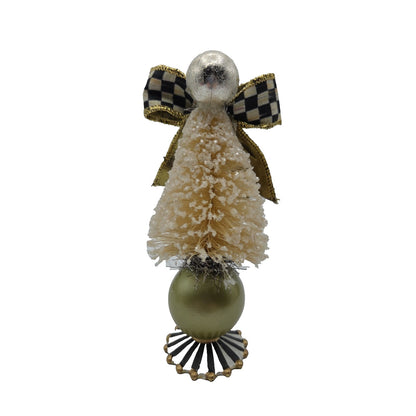 Mackenzie Childs Home Sweet Snow Bottle Brush Tree Mini Yellow Courtly Check